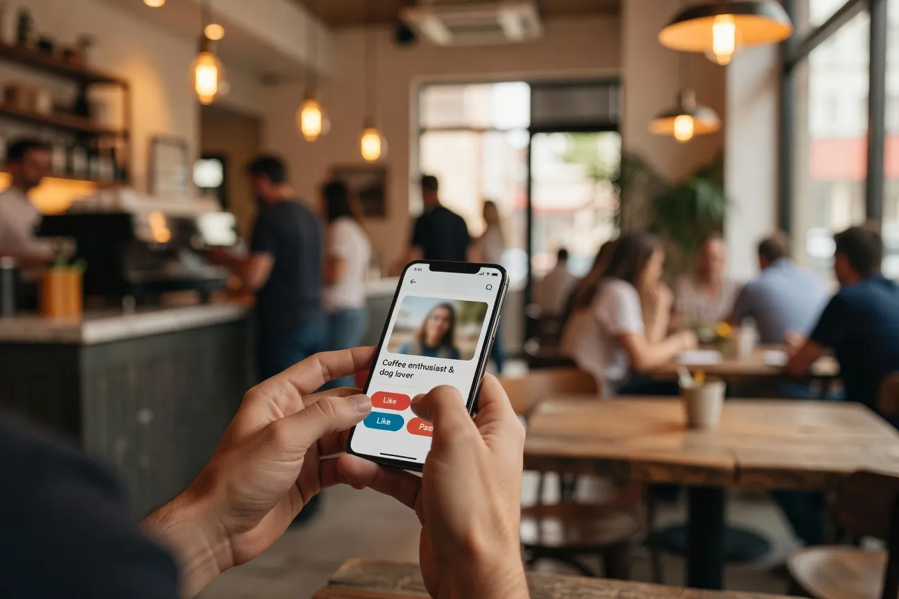 Smartphone avec interface d'application de rencontre ouverte