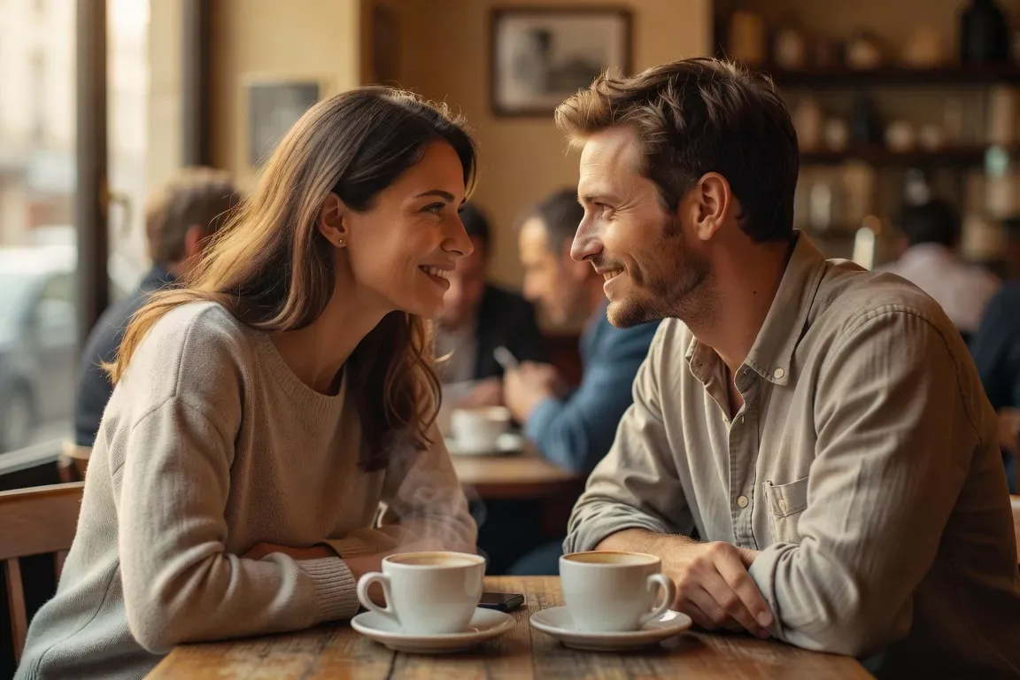 Couple en moment de qualité, café ensemble
