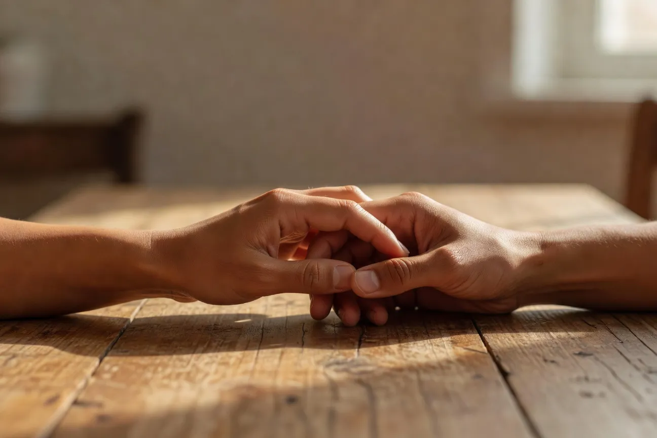 Mains entrelacées, symbole de réconciliation et de confiance retrouvée