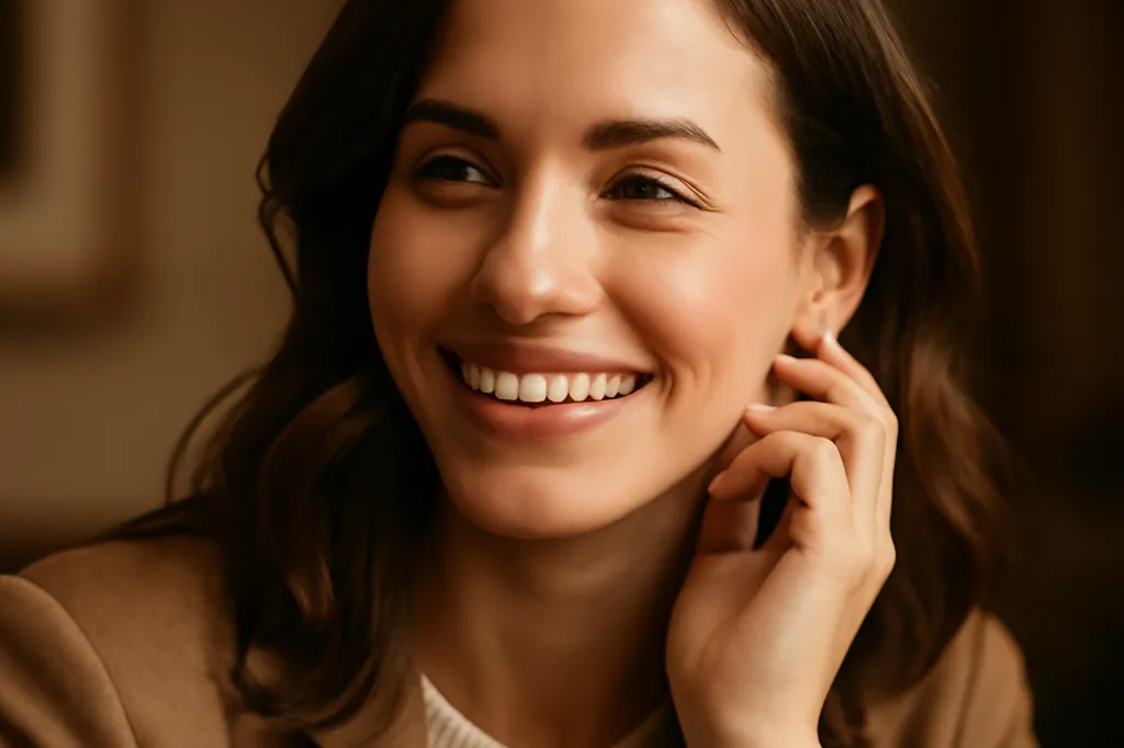 Femme adulte souriante prenant la main de son partenaire, geste de tendresse et d’écoute