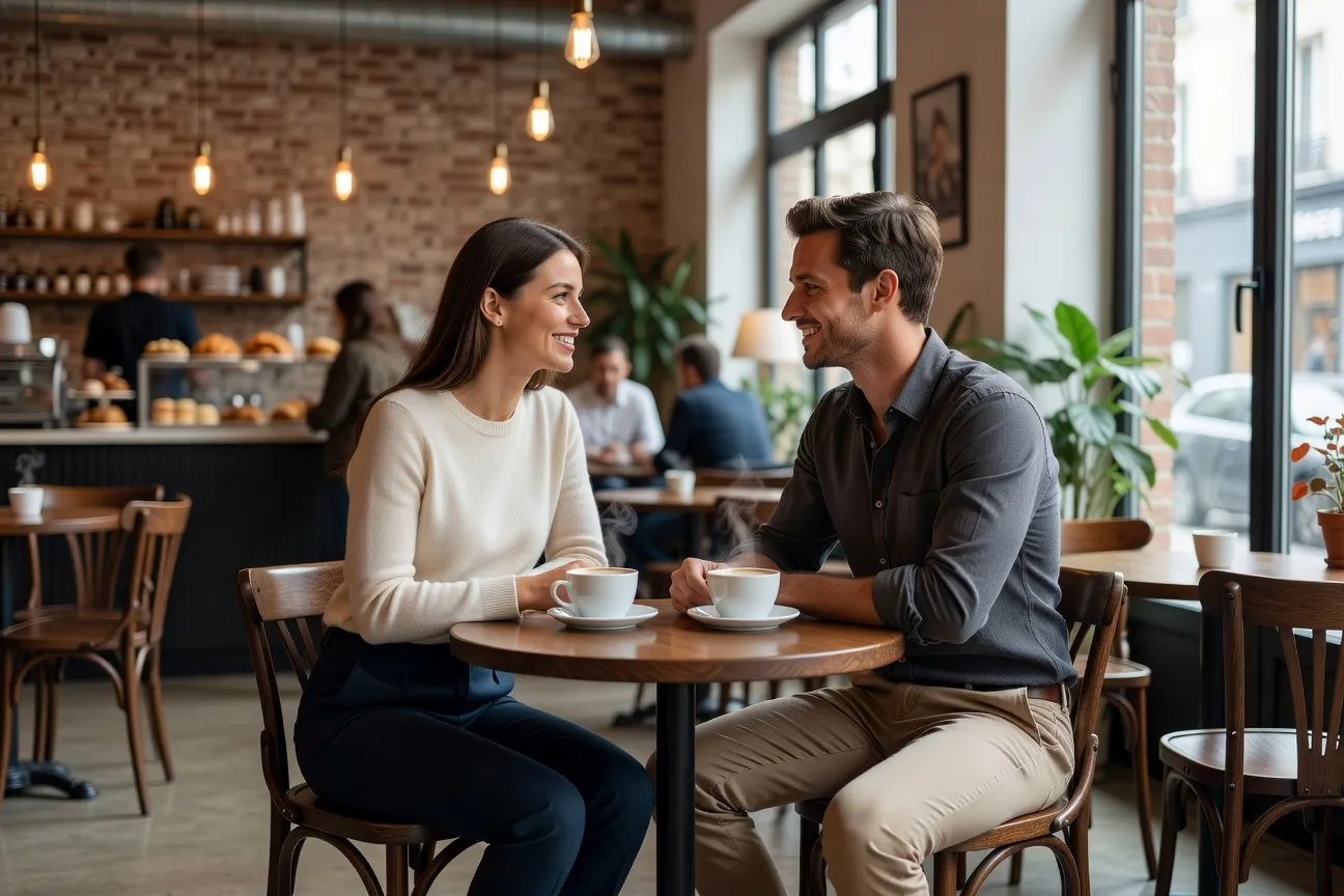 Couple qui se rencontre après avoir matché sur une appli