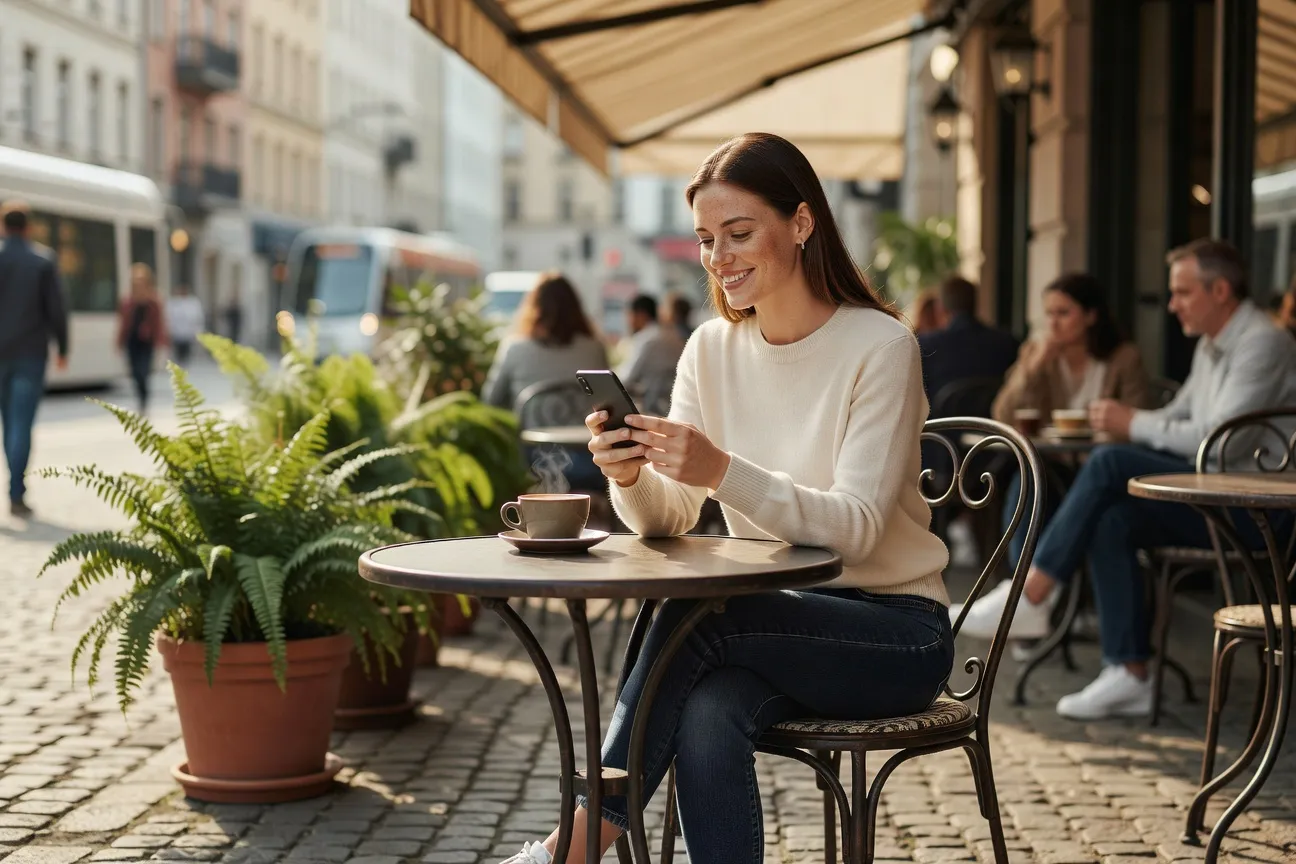 Personne qui discute avec un nouveau match sur son smartphone